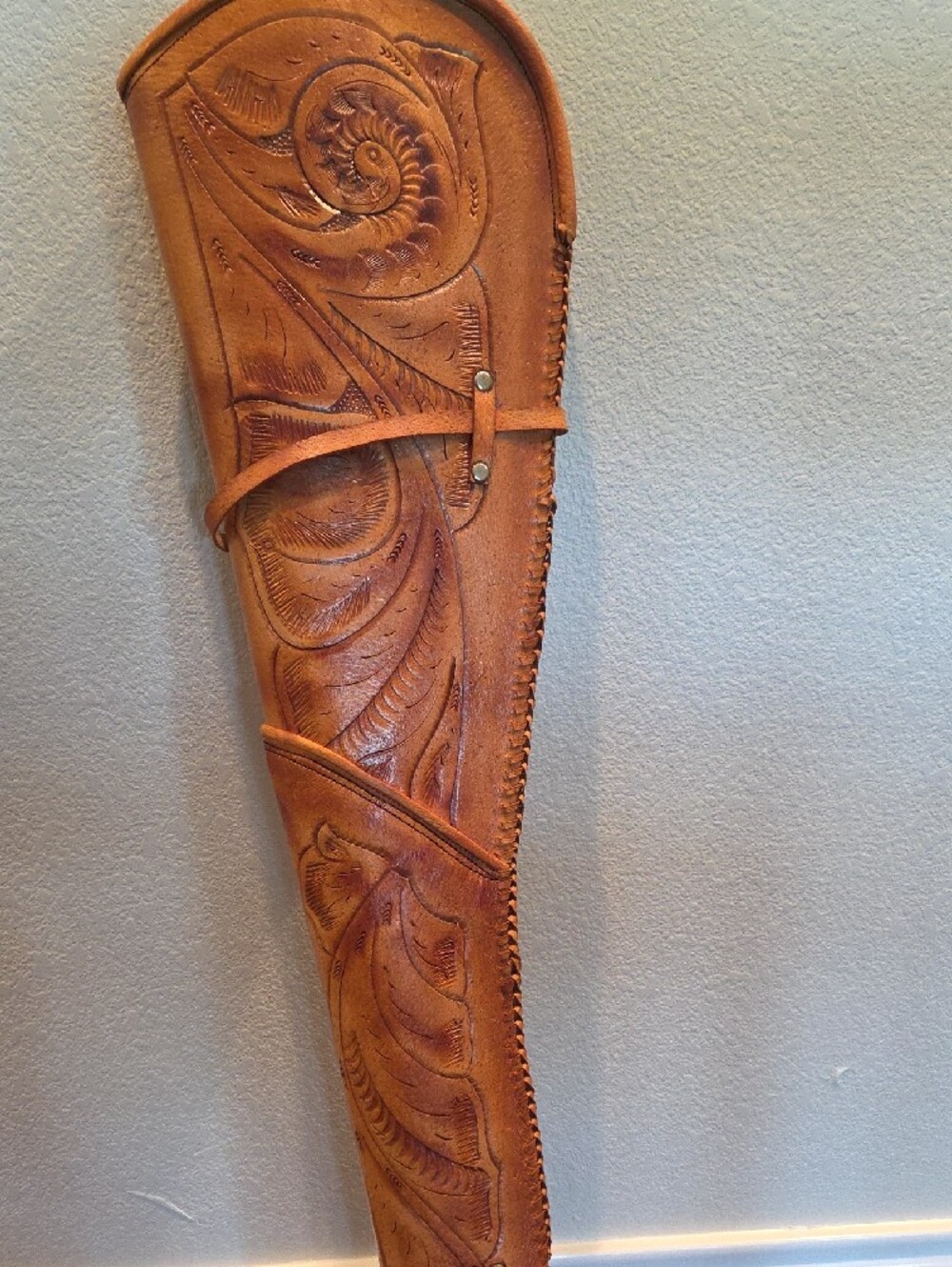 Tooled Leather Rifle/Shotgun Scabbard - Tan - Picture 4 of 6